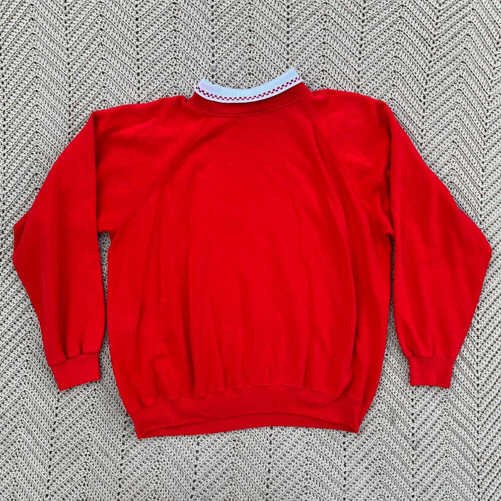 Vintage 90s Grandma Collared Sweater Sweatshirt Farm Cows Morning Sun - Size XL - Picture 2 of 7